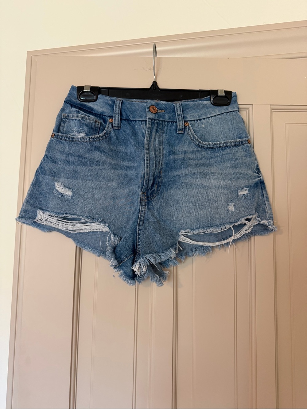 Rewash Distressed Light Blue Denim Jean Shorts